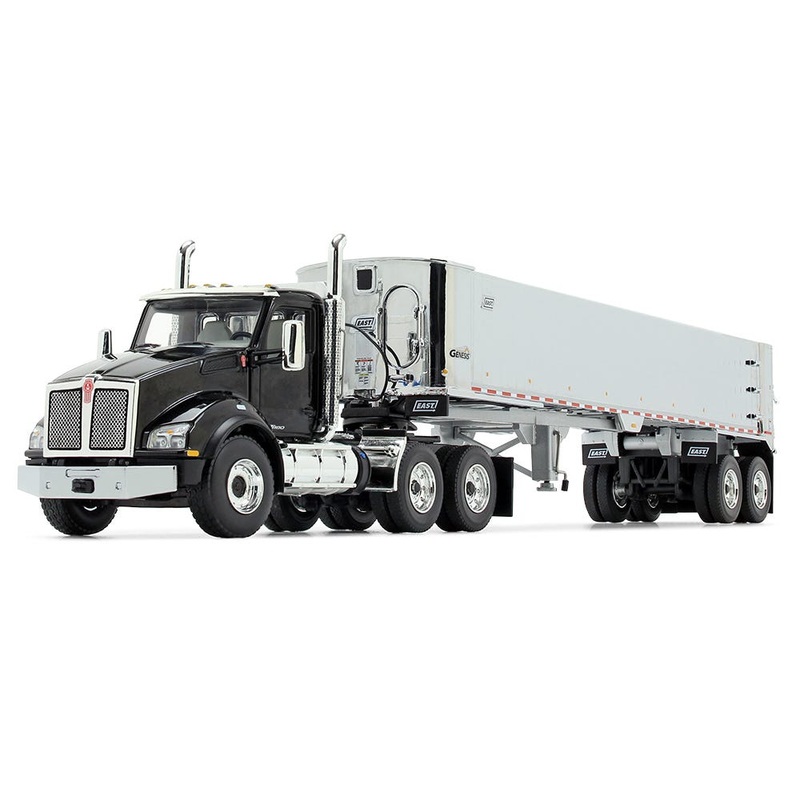 (B&D) - 1/50 Kenworth T880, Black and Chrome, with East Genesis End Dump Trailer by First Gear - Damaged Box