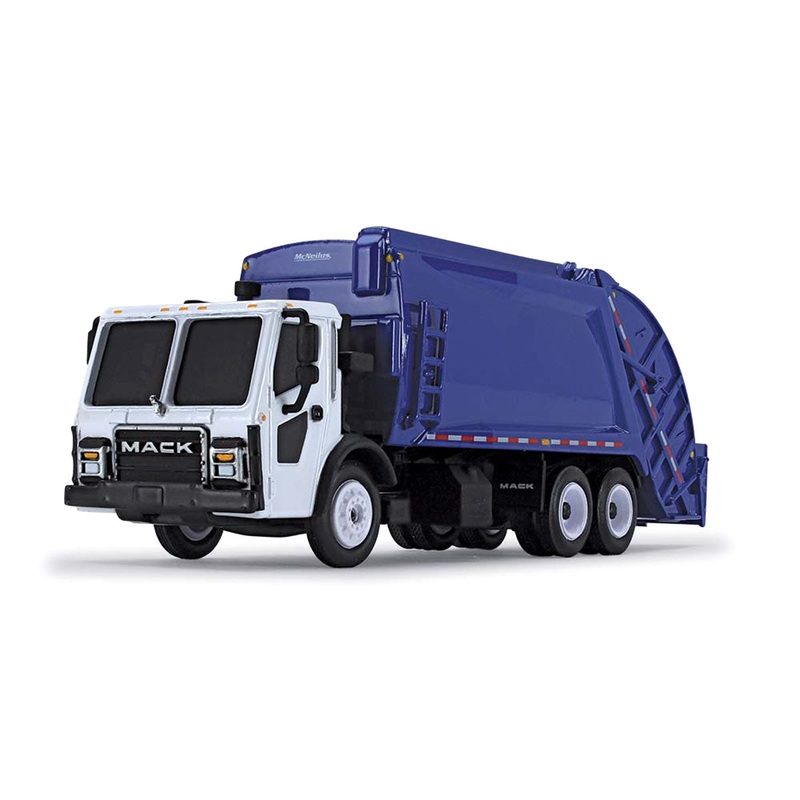 (B&D) 1/87 White/Blue Mack LR w/ McNeilus Meridian Rear Loader by First Gear - Damaged Box