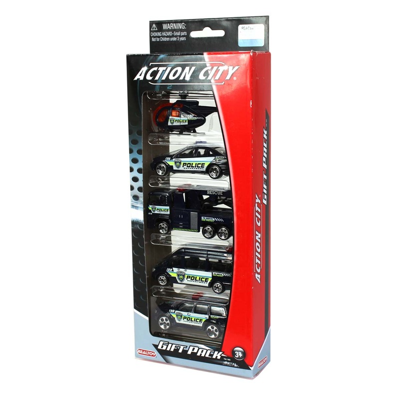 (Approx. 1/64 Scale) Action City 5 Piece Police Vehicle Set