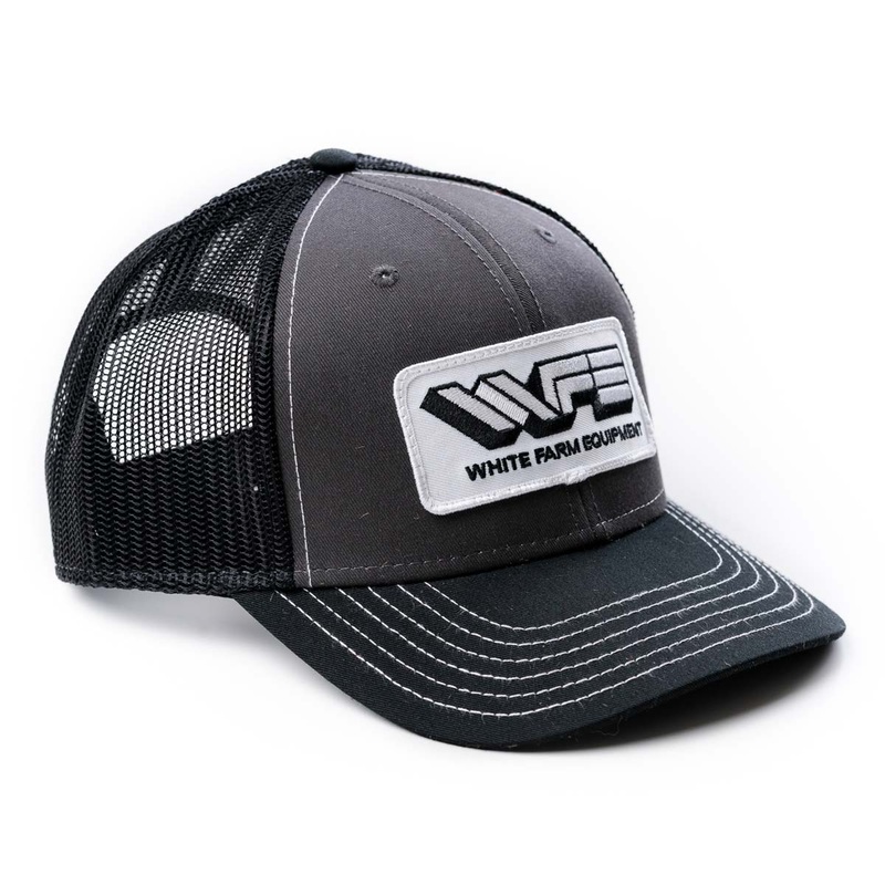 White Farm Equipment Logo Black & Gray Mesh Back Hat