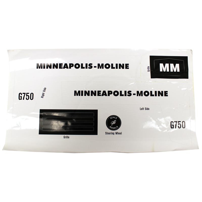 (B&D) Minneapolis Moline 750 Pedal Tractor Decal Set by Scale Models - Damaged