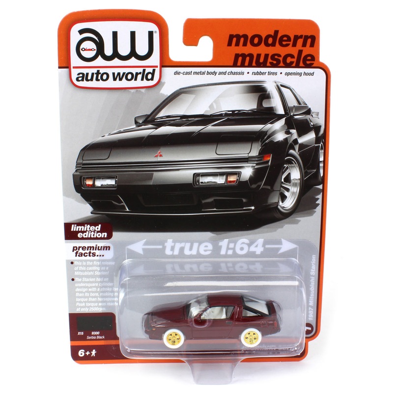 Ultra Red ~ 1/64 Auto World 1987 Mitsubishi Starion, Serbia Black