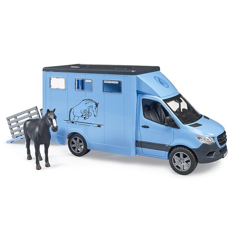 (B&D) 1/16 Mercedes-Benz Sprinter Animal Transporter with 1 Horse by Bruder - Damaged Item
