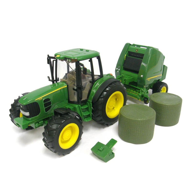 1/16 Big Farm John Deere 7330 with 854 Round Baler & 2 Bales