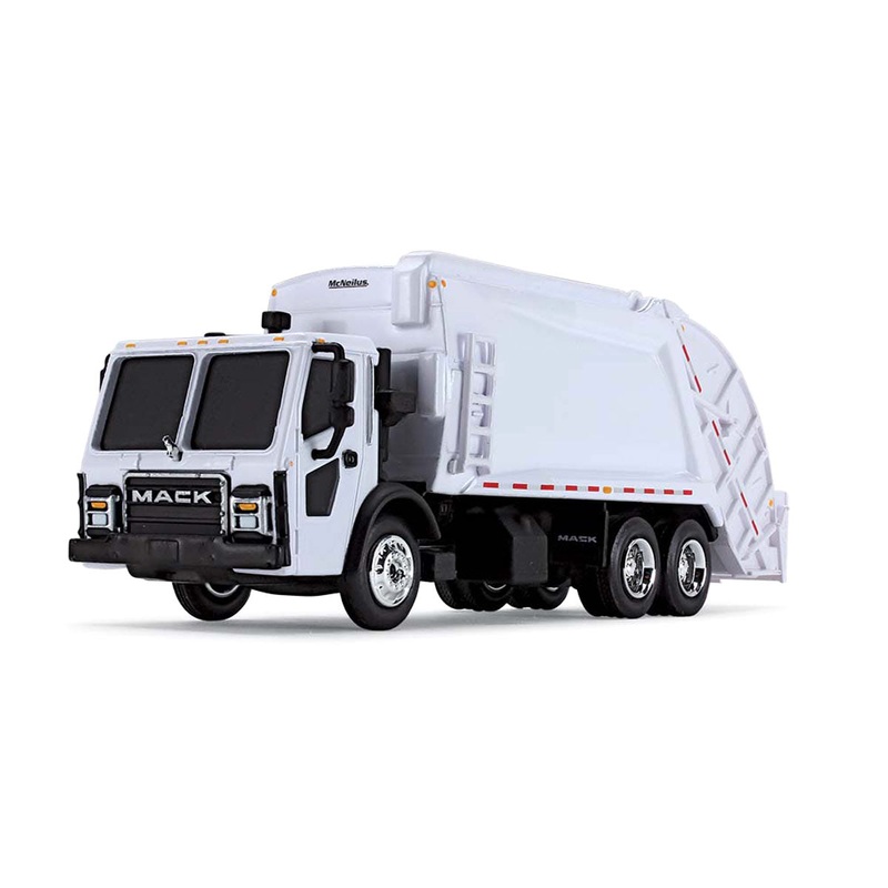 (B&D) - 1/87 White Mack LR with White McNeilus Meridian Rear Loader by First Gear - Damaged Item