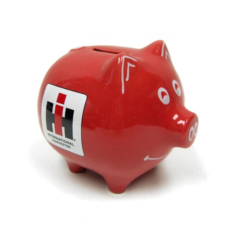 Red Polyresin Savings Bank IH Logo Piggy Bank