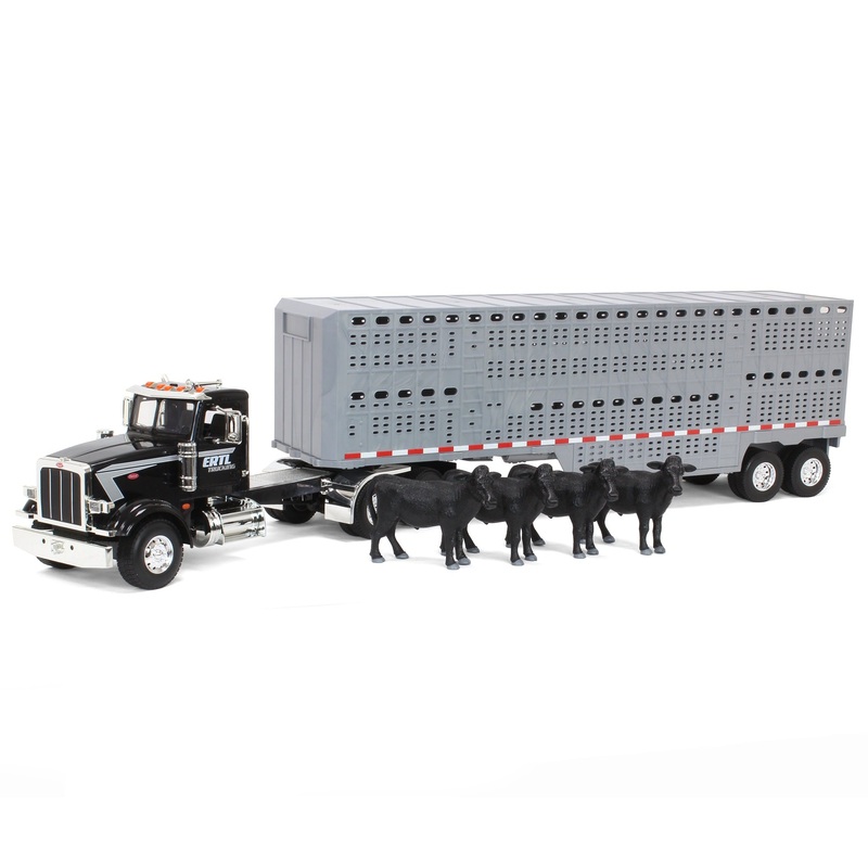 1/16 Big Farm Peterbilt 367 Semi with Livestock Trailer and 4 Cows
