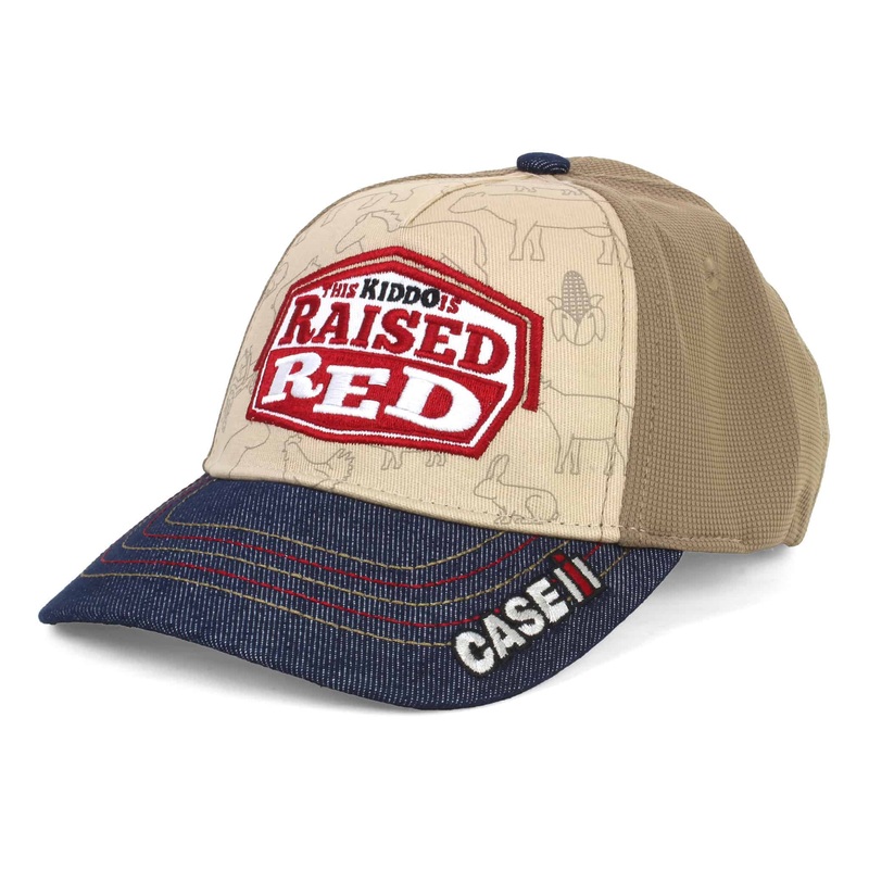 Toddler Case IH This Kiddo is Raised Red, Tan & Denim Hat