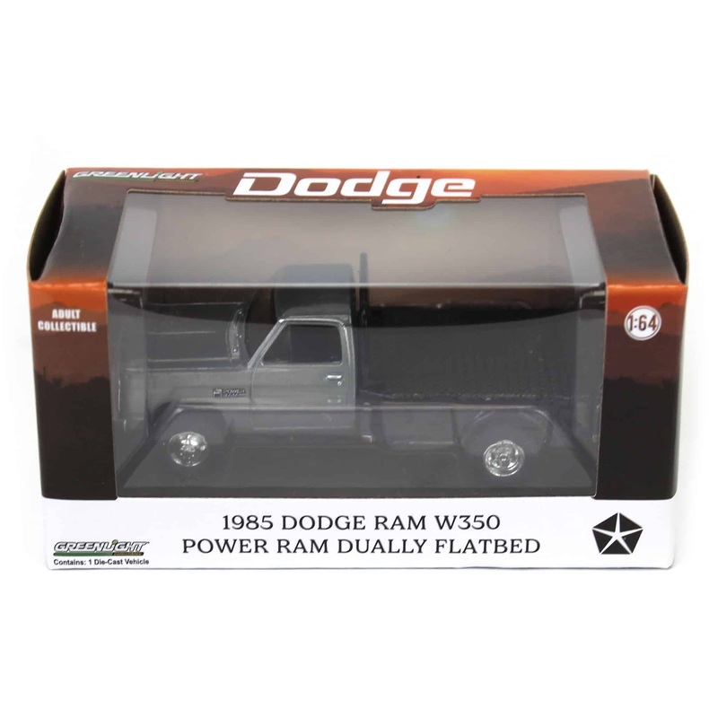 Raw Chase Unit ~ 1/64 1985 Dodge Ram W350 Dually Flatbed Pickup Truck, Red with Black Flatbed, Diecast Direct Exclusive