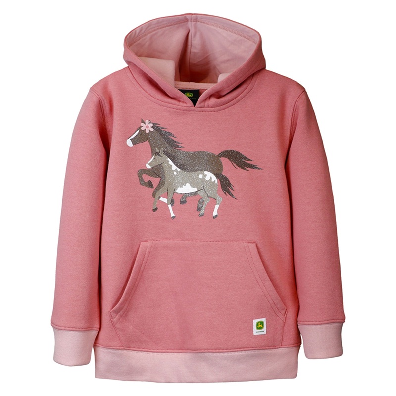 Toddler John Deere Mama Foal Pink Fleece Hooded Sweatshirt