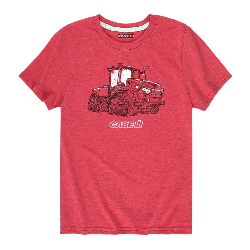 Youth Case IH Steiger Drawing Heather Red Short Sleeve T-Shirt