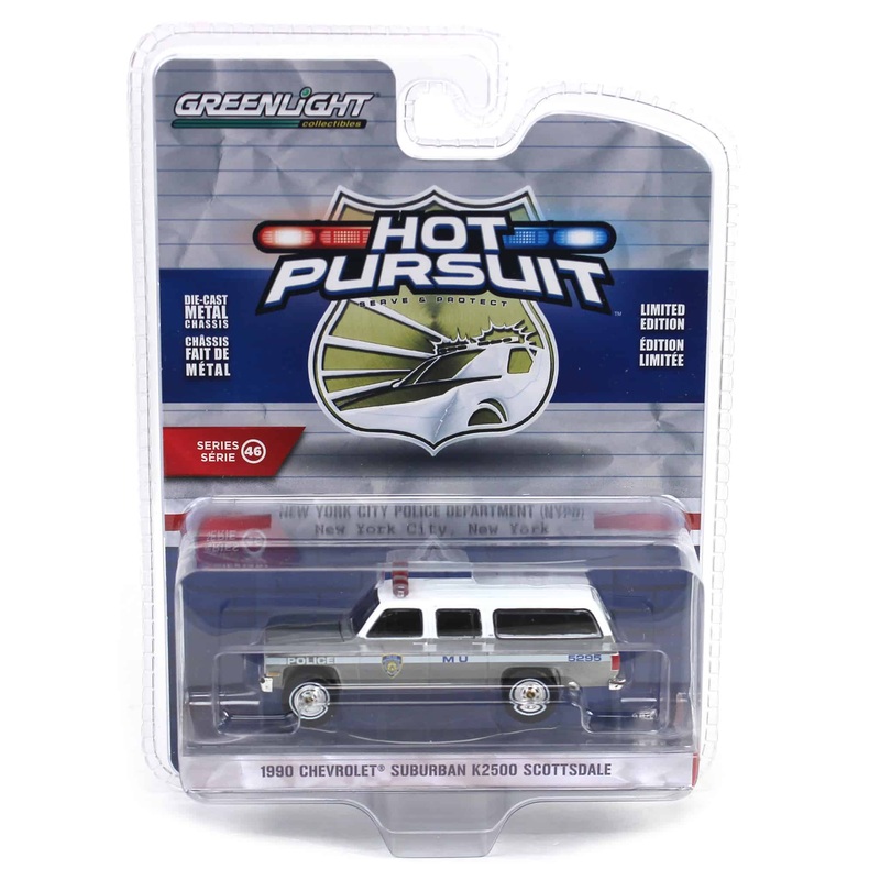 Raw Chase Unit ~ 1/64 1990 Chevrolet Suburban K2500 Scottsdale, NYPD, Hot Pursuit Series 46
