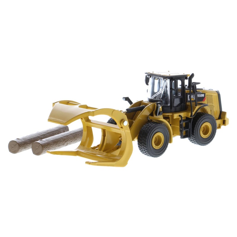 (B&D) 1/64 Caterpillar 950M Wheel Loader w/ Log Fork, Bucket & 2 Log Poles - Damaged Box