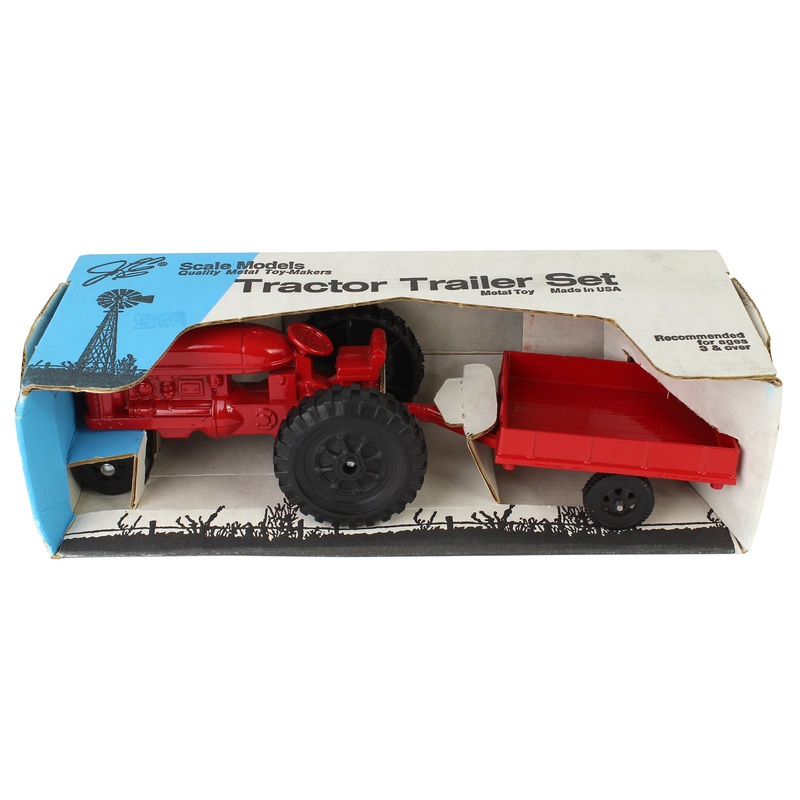 Red Tractor and Trailer Set by Scale Models