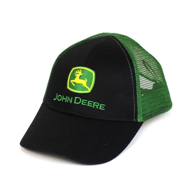 Toddler John Deere Logo Black with Green Mesh Back Cap