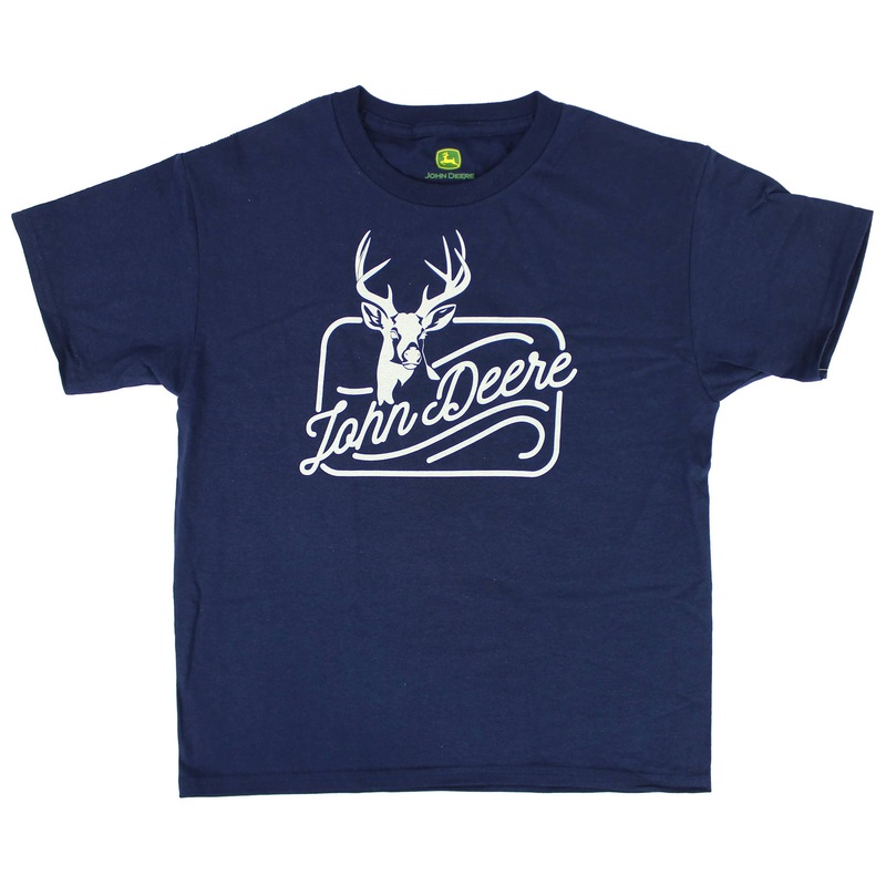 Youth John Deere Buck Navy Blue Short Sleeve T-Shirt