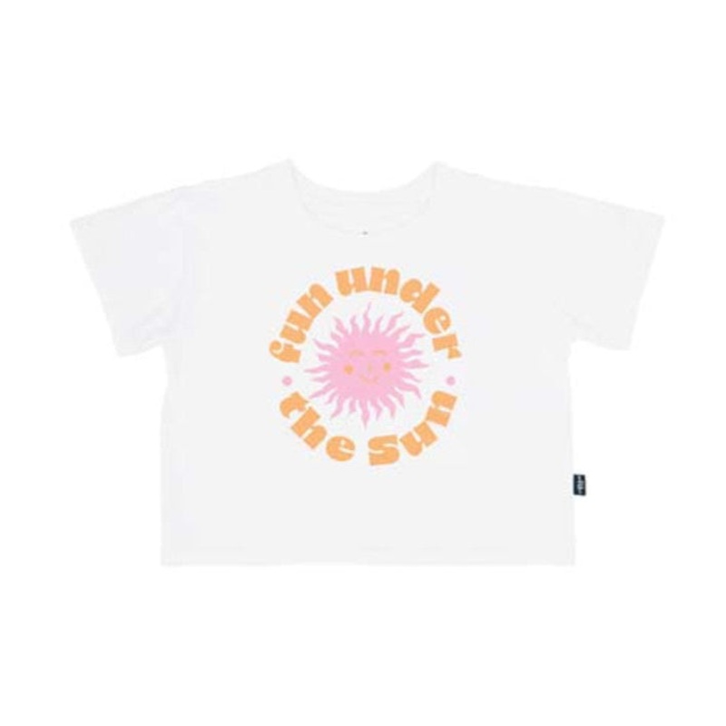 F4A White Fun Under the Sun Crop Tee