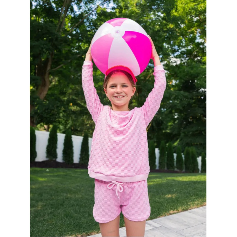 Limeapple 2Pc Pink Terry Sweatshirt and Short Set