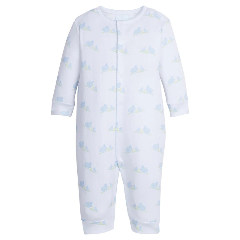 Little English Printed Romper Pajamas Blue Bunnies