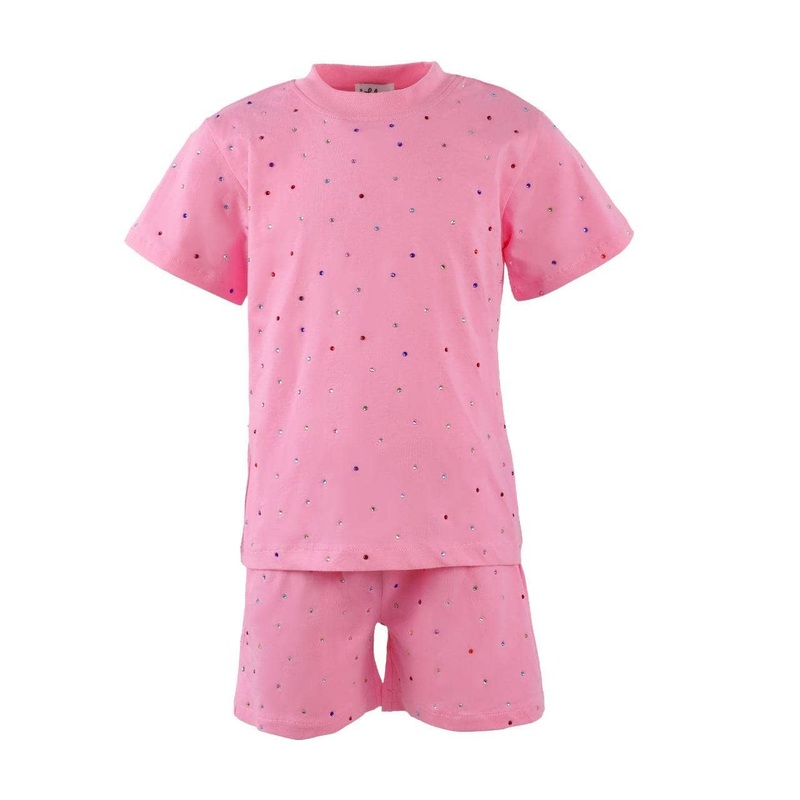 Lola and the Boys Rainbow Gem Short Set - Pink