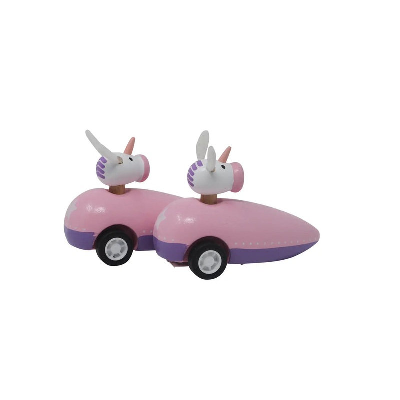 Mini Wooden Pull Back unicorn Racers