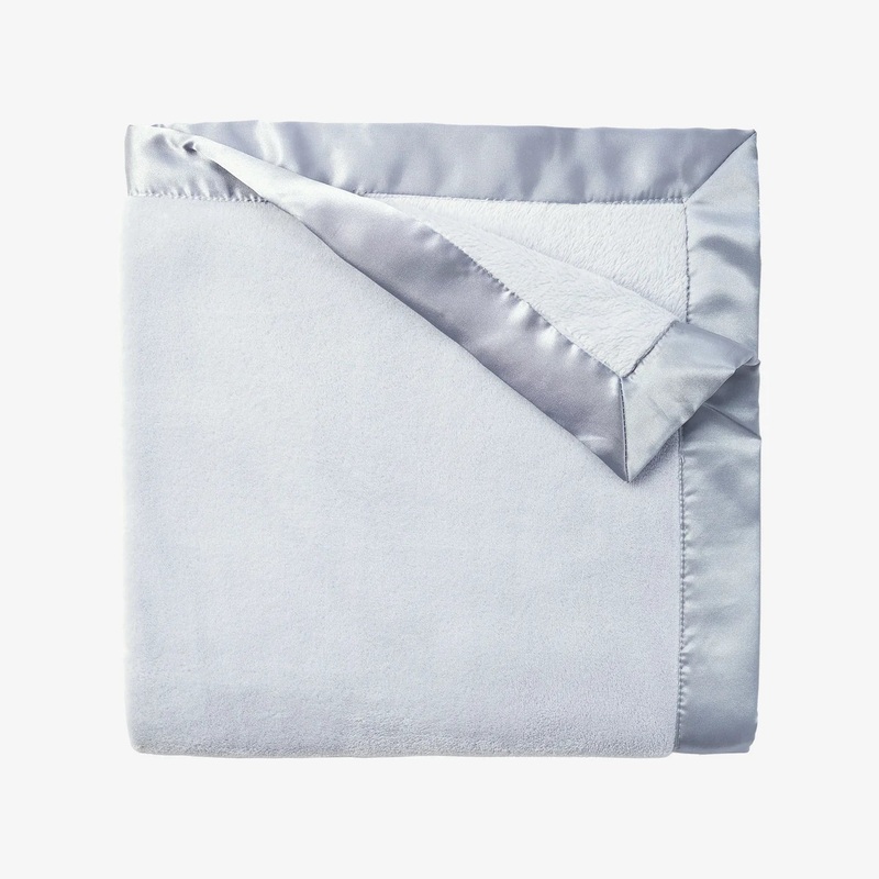 Satin Trim Flannel Fleece Blanket - Blue
