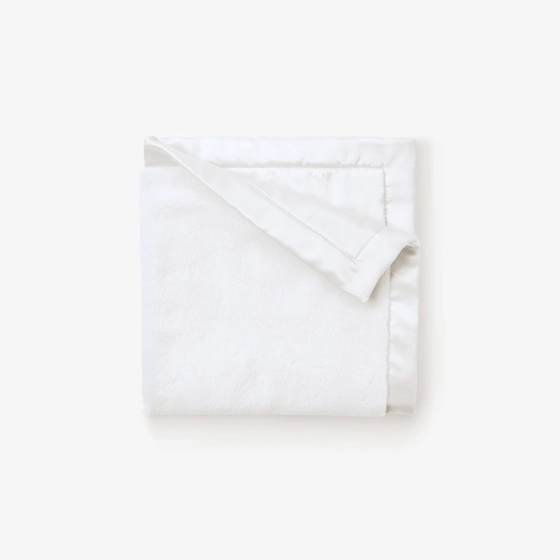 Satin Trim Flannel Fleece Security Blankie - White