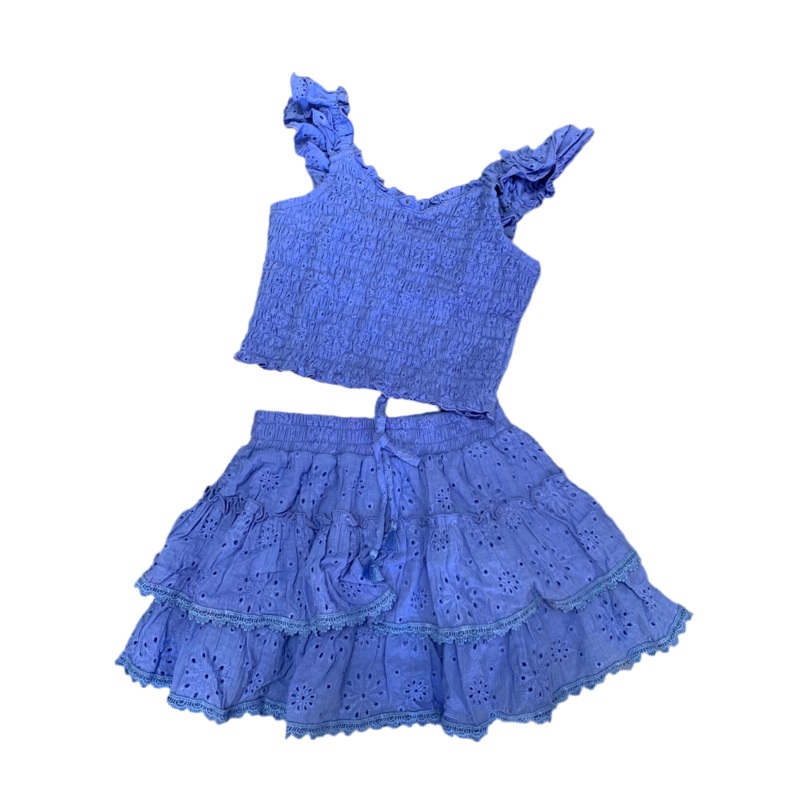 2Pc Neon Purple Eyelet Skirt Set