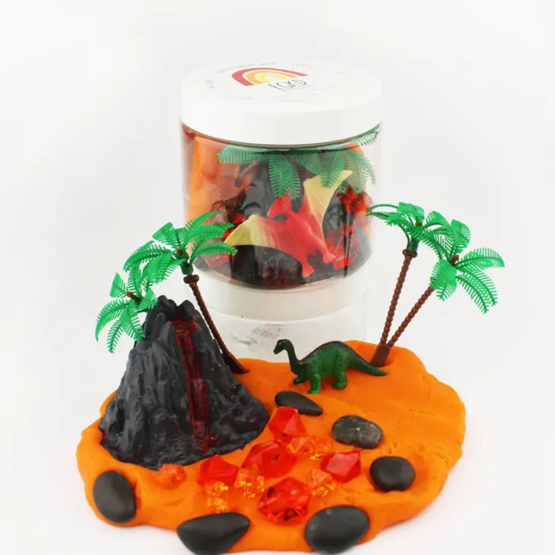 EGKD Dinosaur Volcano Play Dough Jar