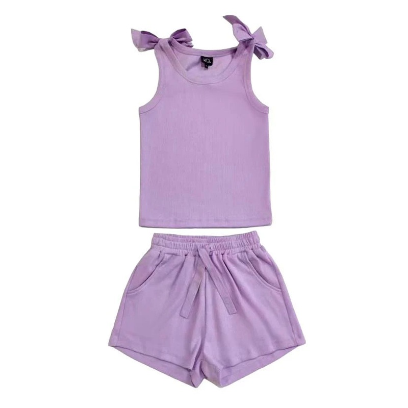 Little Olin Lavender Bow Tank and Shorts Set