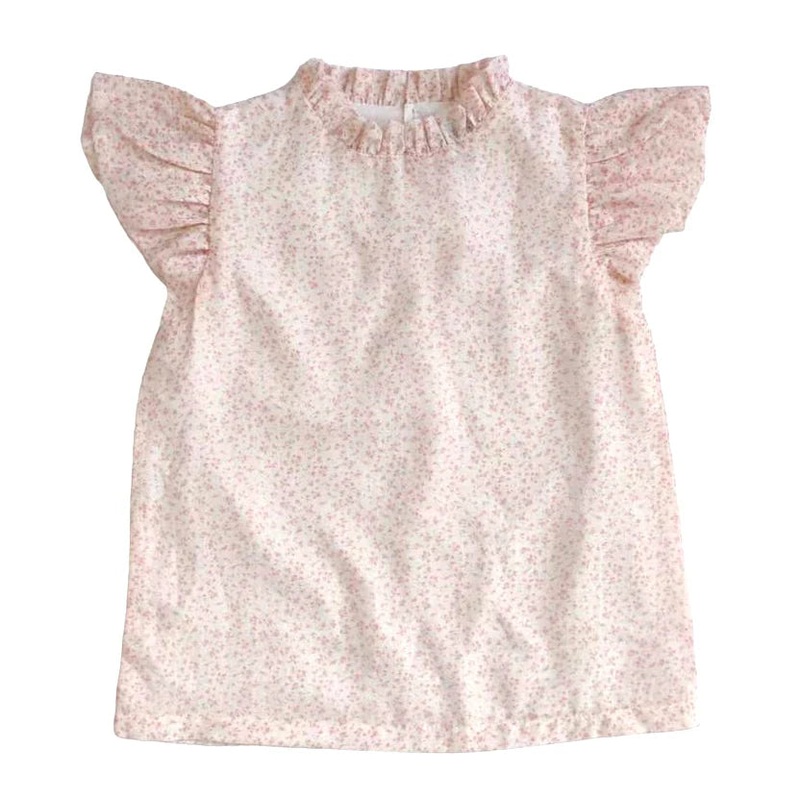 Little Olin Pink Flower Ruffle Blouse and Skirt Set