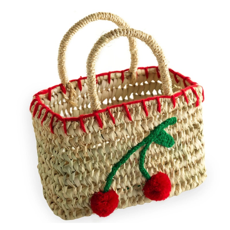 Mini Straw Beach Bag - Cherry