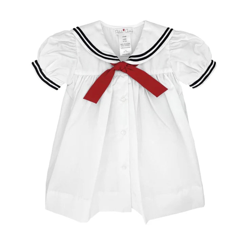 Petit Ami Nautical Sailor Dress - White