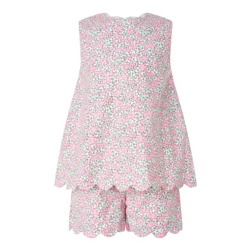 Scalloped Floral 2Pc Top and Short Set