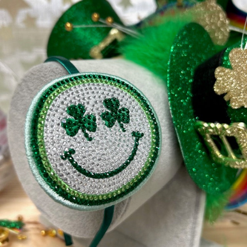St. Patty's Day Smiley Clover Rhinestone Headband