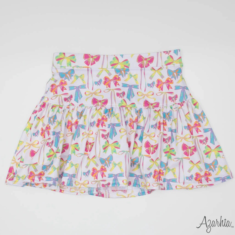 Azarhia Neon Bows Gathered Skort