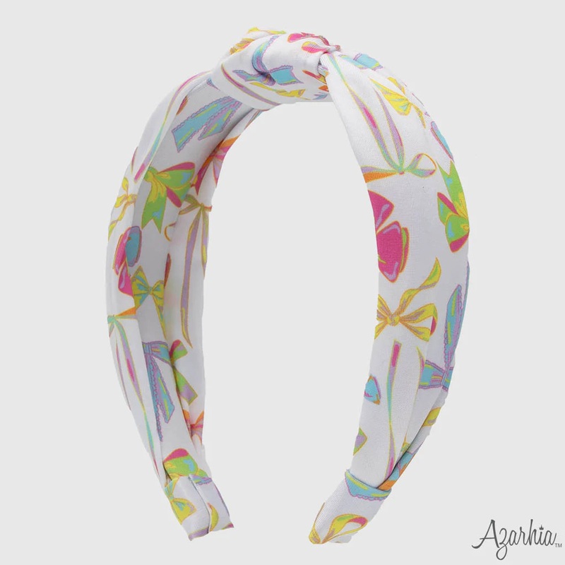 Azarhia Top Knot Headband - Neon Bows