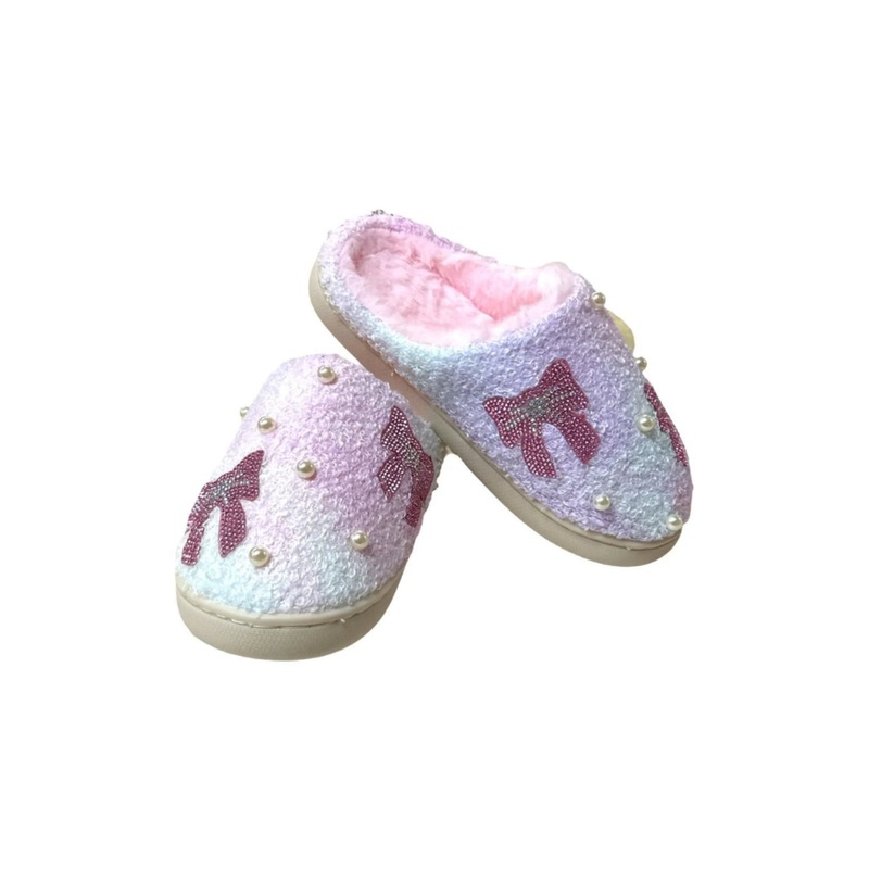 Bari Lynn Crystal Bow and Pearl Slippers