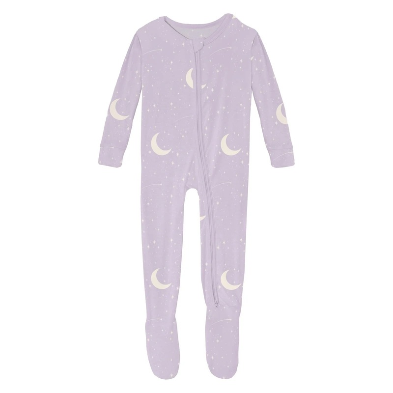 Kickee 2 Way Zipper Footie - Thistle Starry Sky & Moon