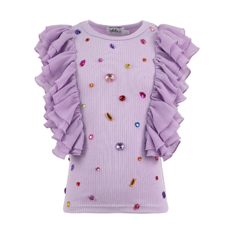 Lola and the Boys Bejeweled Purple Gem Tank