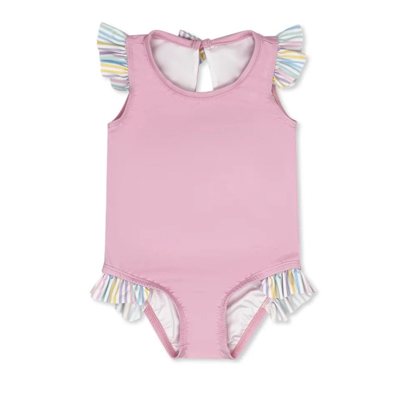 Lullaby Set Lottie Swimsuit - Poolside Pink, Petunia Pinstripe