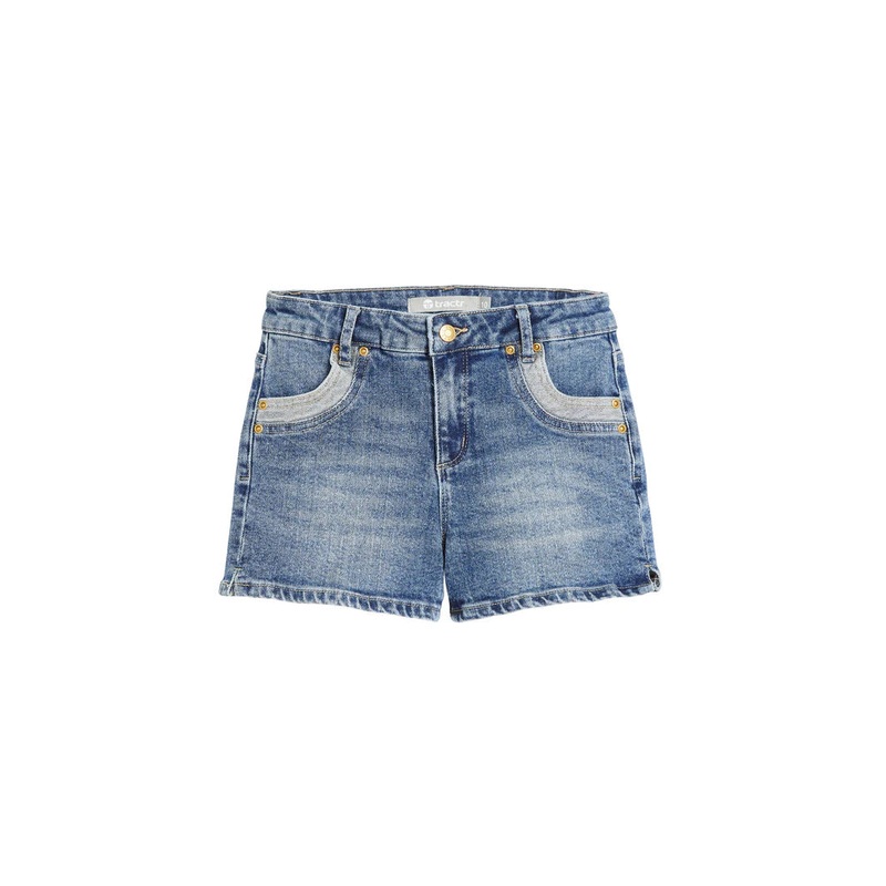 Tractr 2 Toned Denim Shorts With Bow pockets