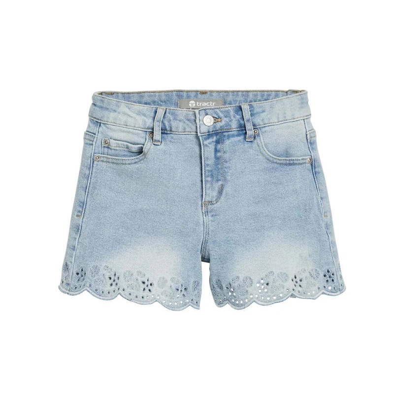 Tractr Eyelet Scallop Denim Shorts