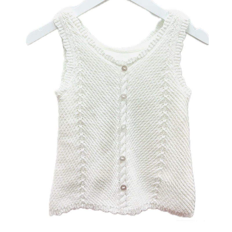 Tractr White Knitted Scalloped Sweater Top