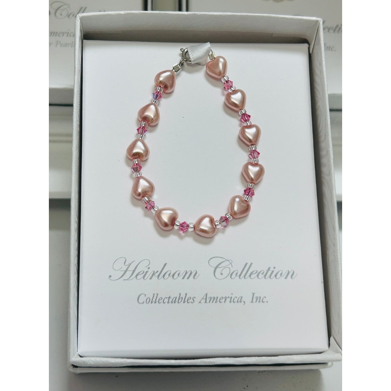 5" Pink Heart Pearl Bracelet