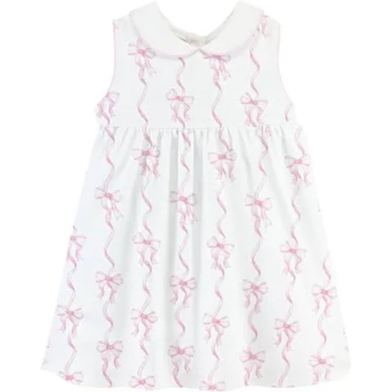 Baby Club Chic Pink Coquette Bows Dress w/ Round Collar
