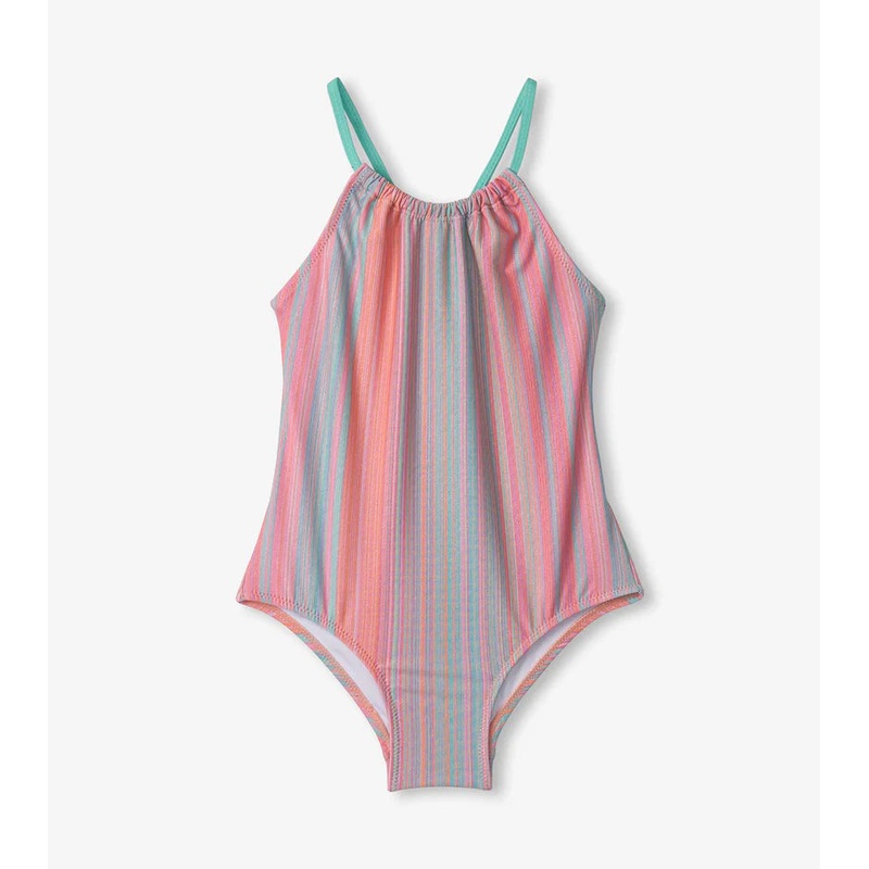Hatley Shimmer Stripe Gather Front Swimsuit