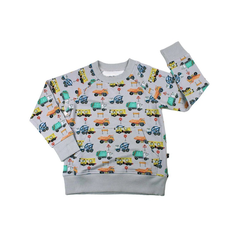 Lev Baby Mark Sweatshirt - Construction Trucks