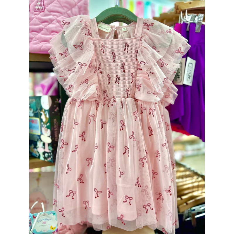Minymo Glitter Bow Tulle Dress