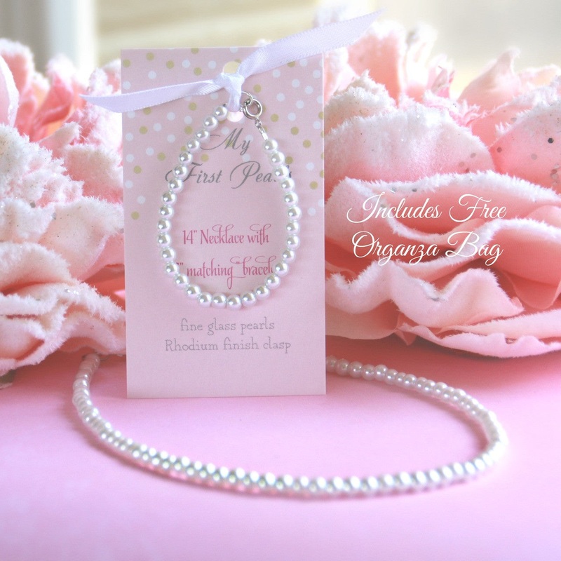 My First Pearls Set: 5" bracelet with 14" Necklace